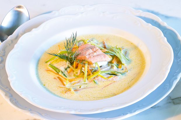 Suppe von zweierlei Forellen