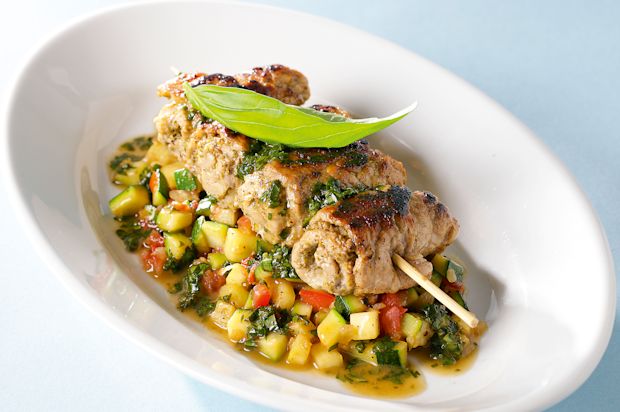 Kalbsröllchen am Spiess mit Pesto