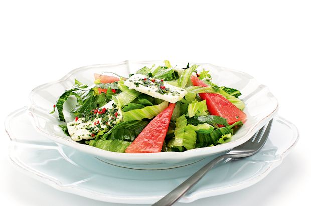 Endiviensalat mit Feta und Wassermelone