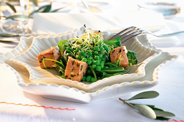 Thunfisch mit Erbsen und Minze