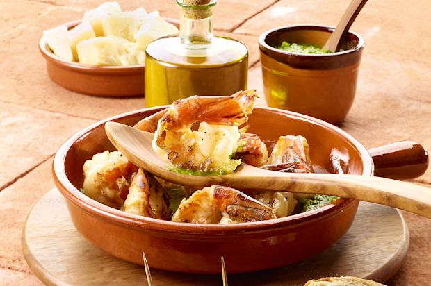 Riesencrevetten mit Mojo verde
