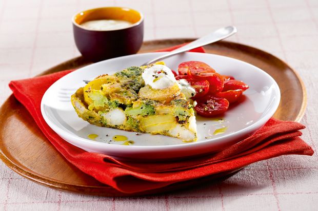 Broccoli-Tortilla mit Crevetten