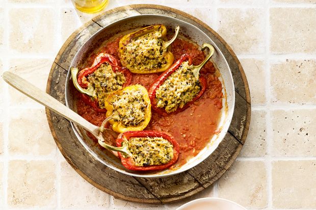 Gefüllte Peperoni mit Oliven-Polenta