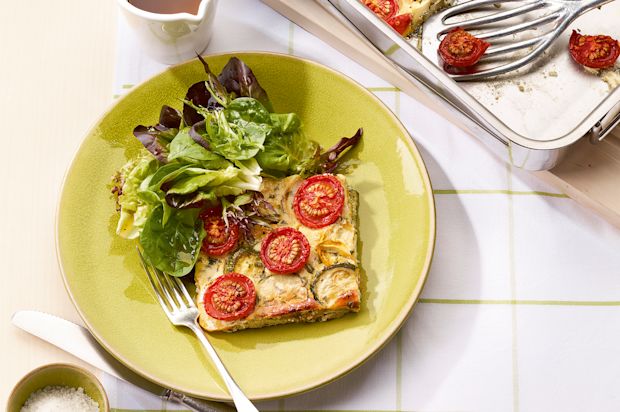 Zucchettigratin mit Cherrytomaten und Ricotta