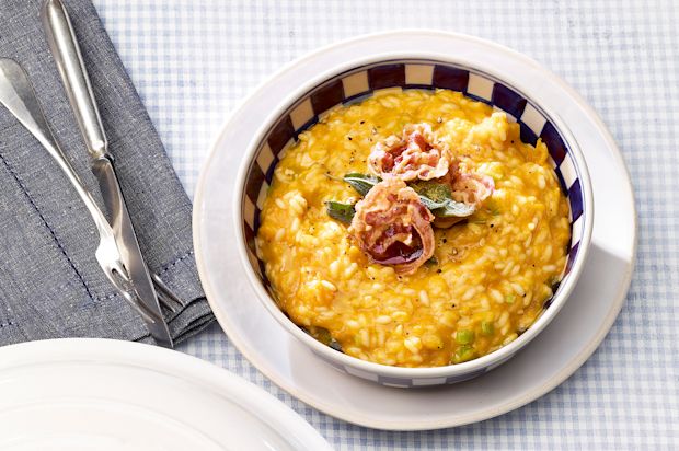 Risotto mit geröstetem Kürbis und Stangensellerie