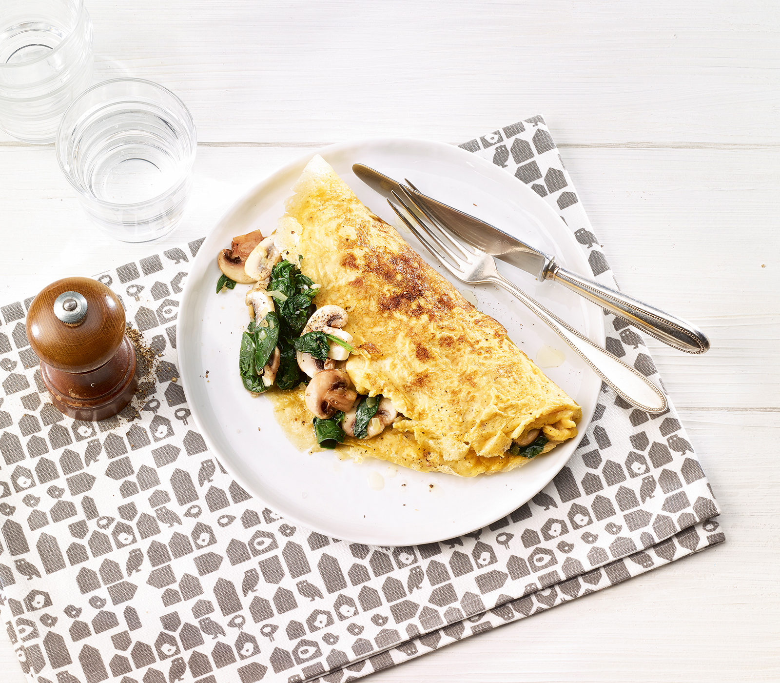 Französische Omelette mit Champignons und Spinat - Annemarie Wildeisens ...
