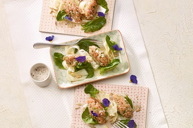 Spargel-Carpaccio mit Fischtatar
