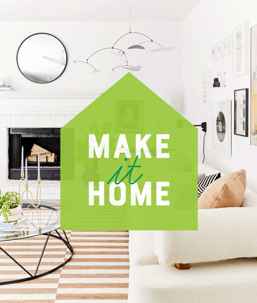 An house-shaped green icon that says "make it home".