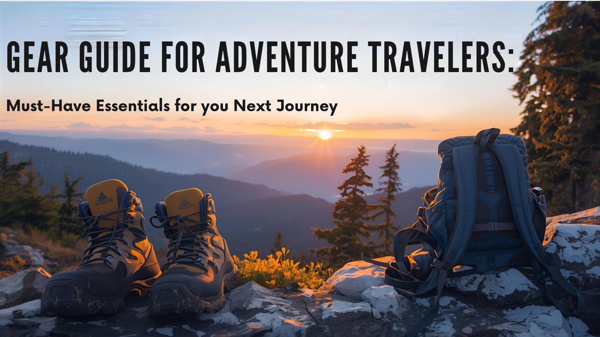 Backpack with Hiking Boots and Adventure Gear Spilling Out