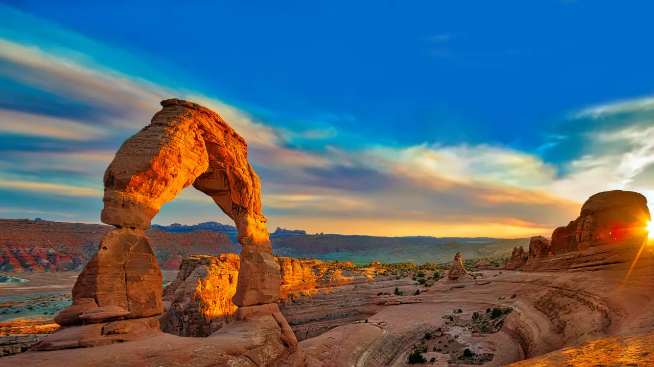 Eerie Rock Formations Bathed in Moonlight at a National Park