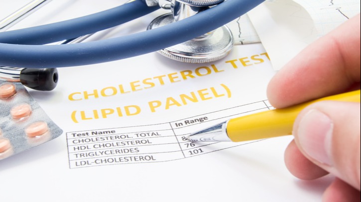 General practitioner checks cholesterol levels in patient