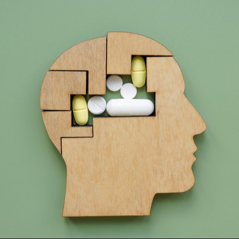 Mental Health Puzzle and Brain Medication Concept