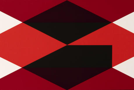 Geometric artwork on paper red black