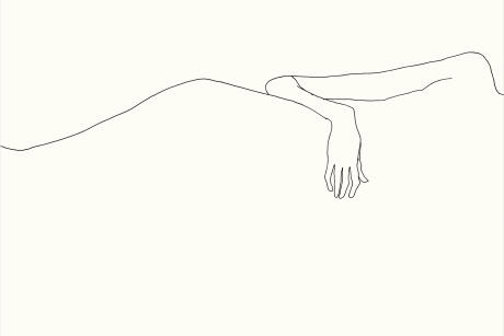 Line drawing on paper reclining figure