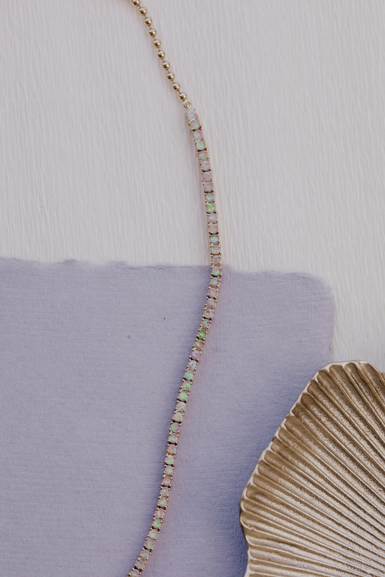 Opal on Beaded Chain Necklace