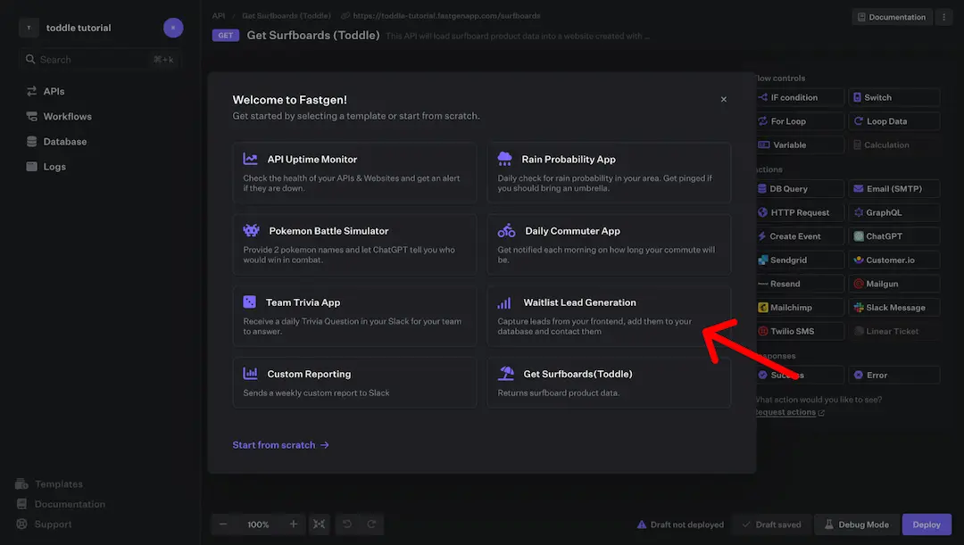 Click “Waitlist Lead Generation”.