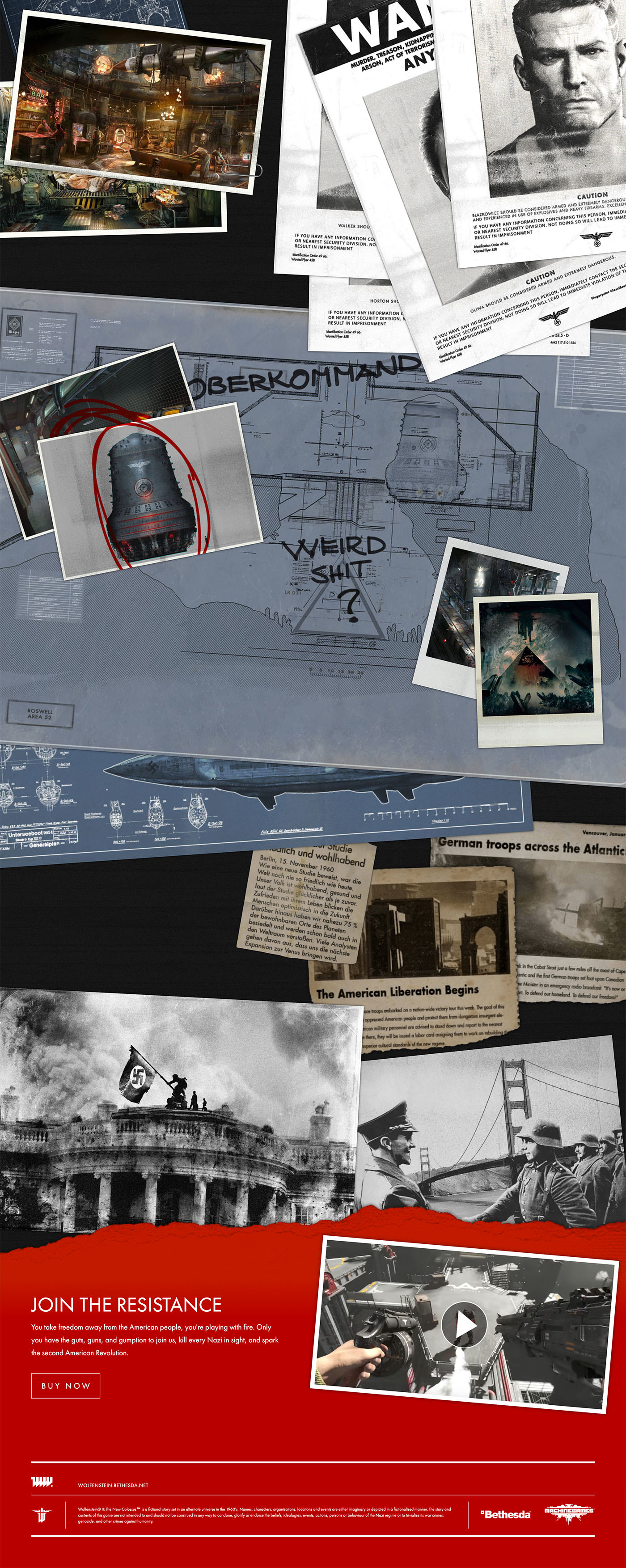 "Amerika" page design for the Wolfenstein II site