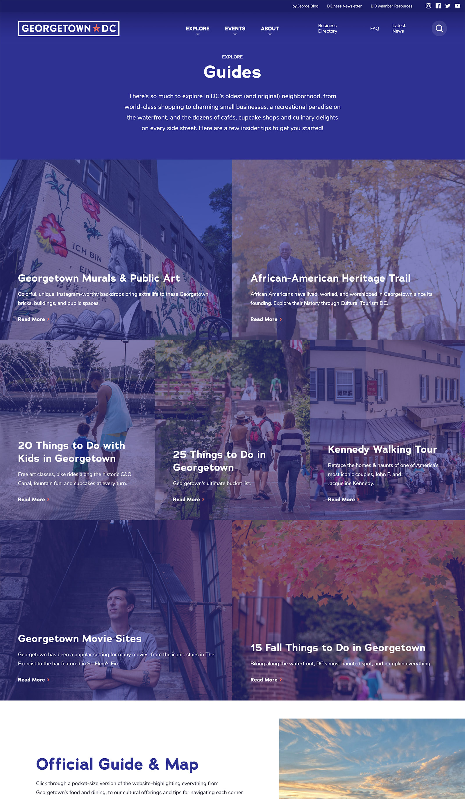 Guides page design for the Georgetown site