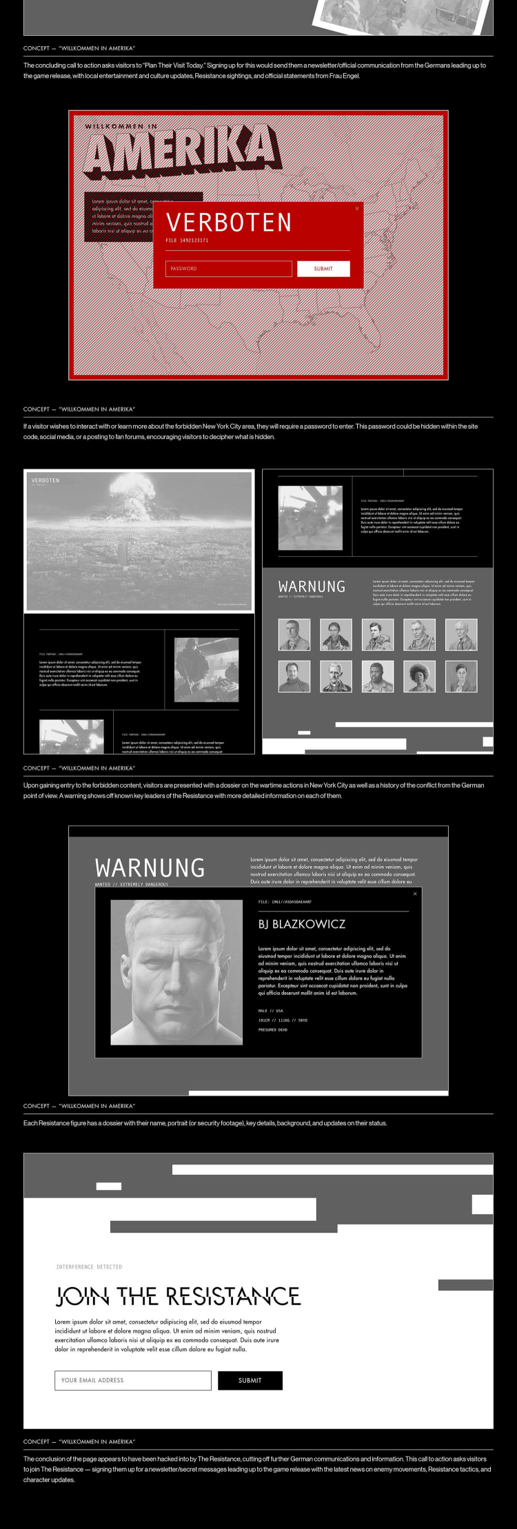 Initial "Amerika" concept for the Wolfenstein II site