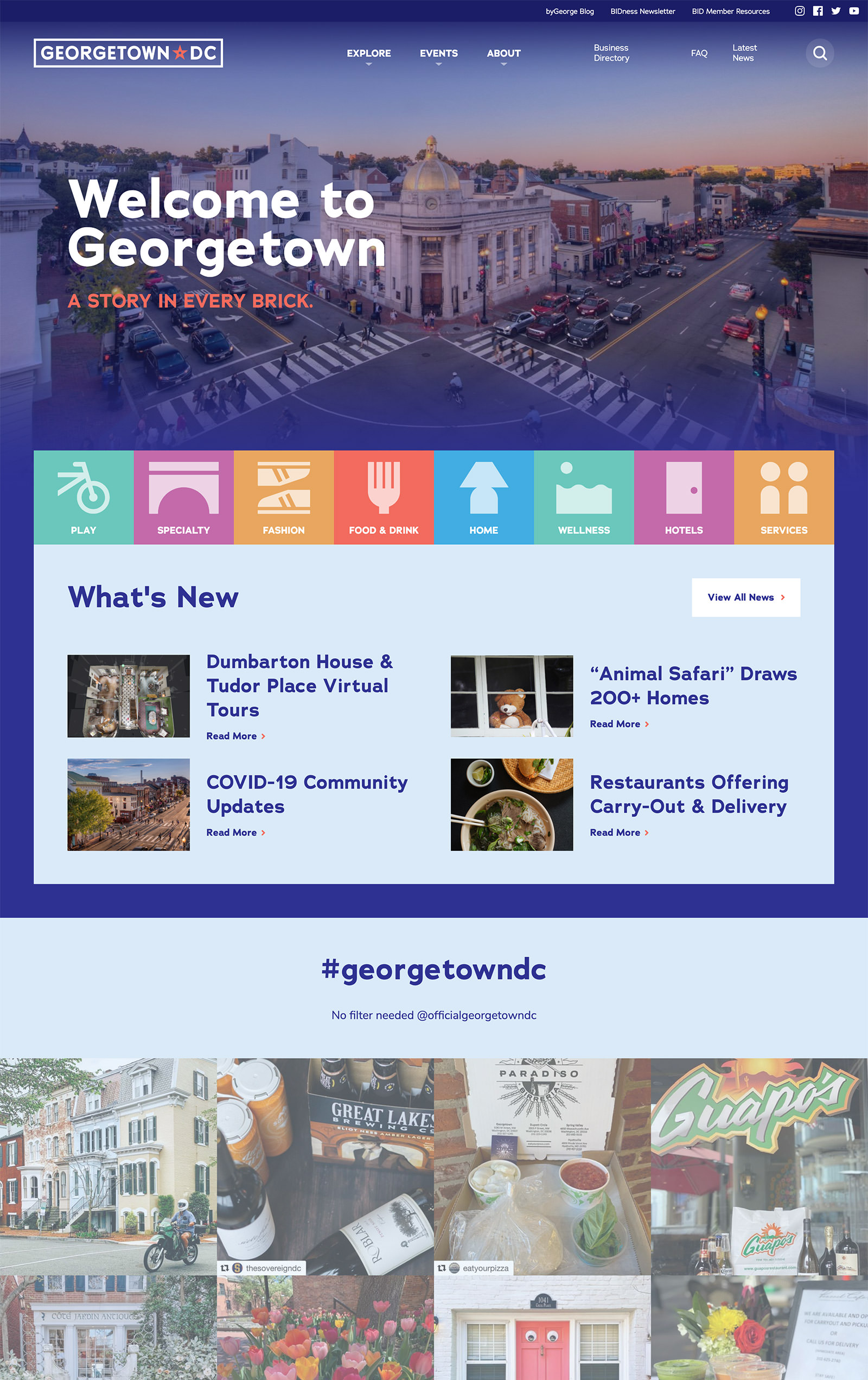 Homepage design for the Georgetown site