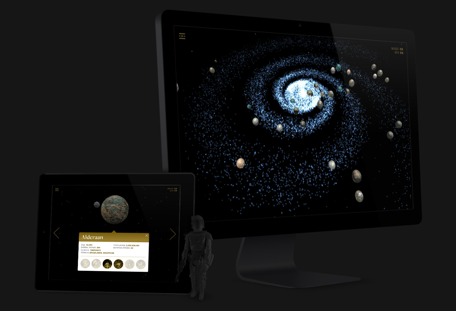 The Star Wars Galaxy site displayed on a tablet and computer