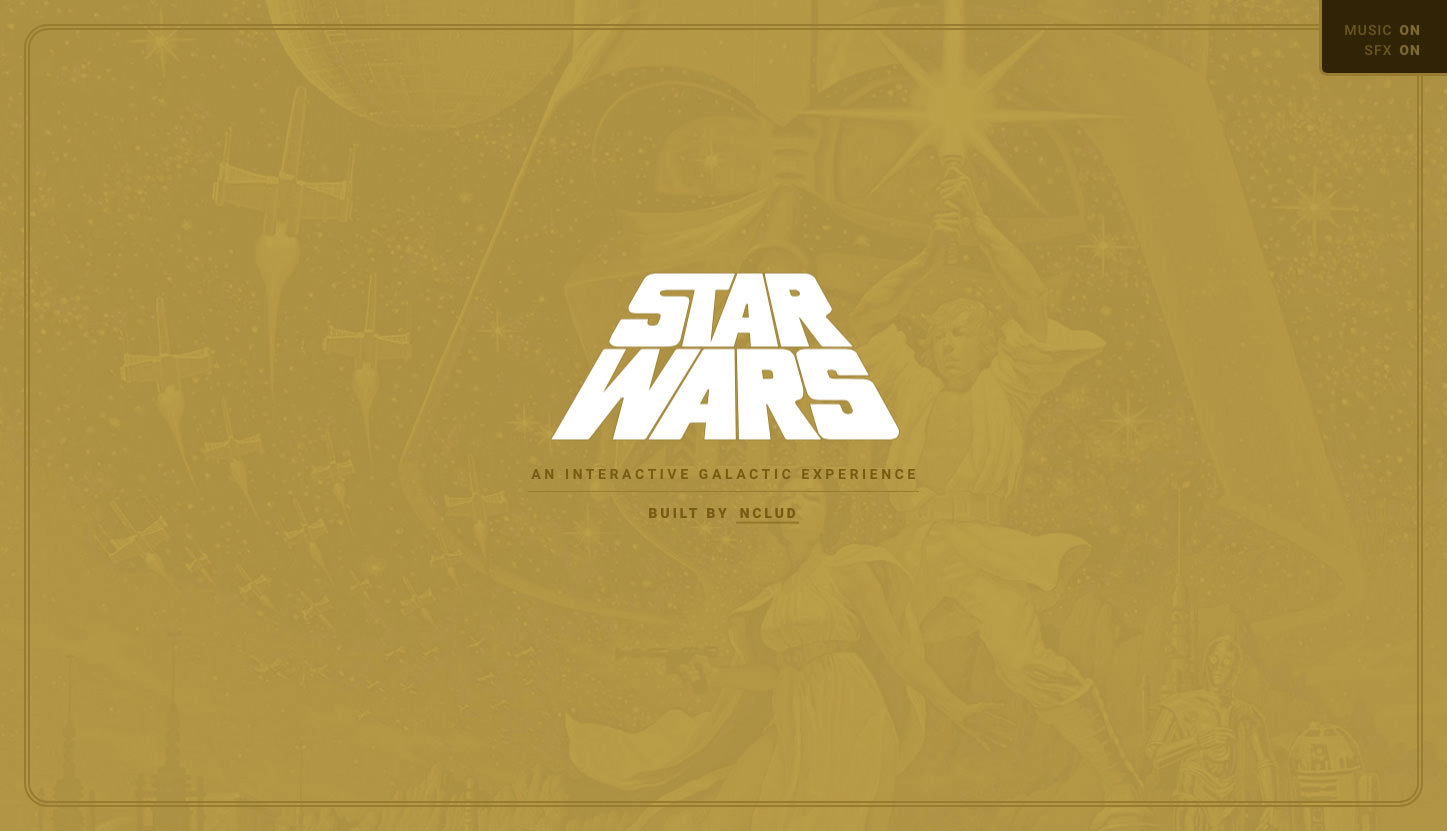 The landing title design on the Star Wars Galaxy site