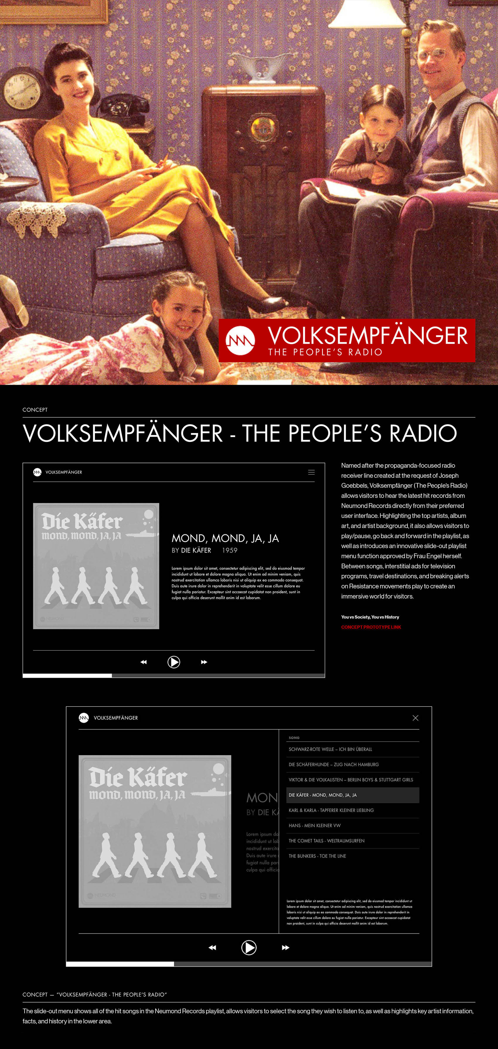 Initial "People's Radio" concept for the Wolfenstein II site