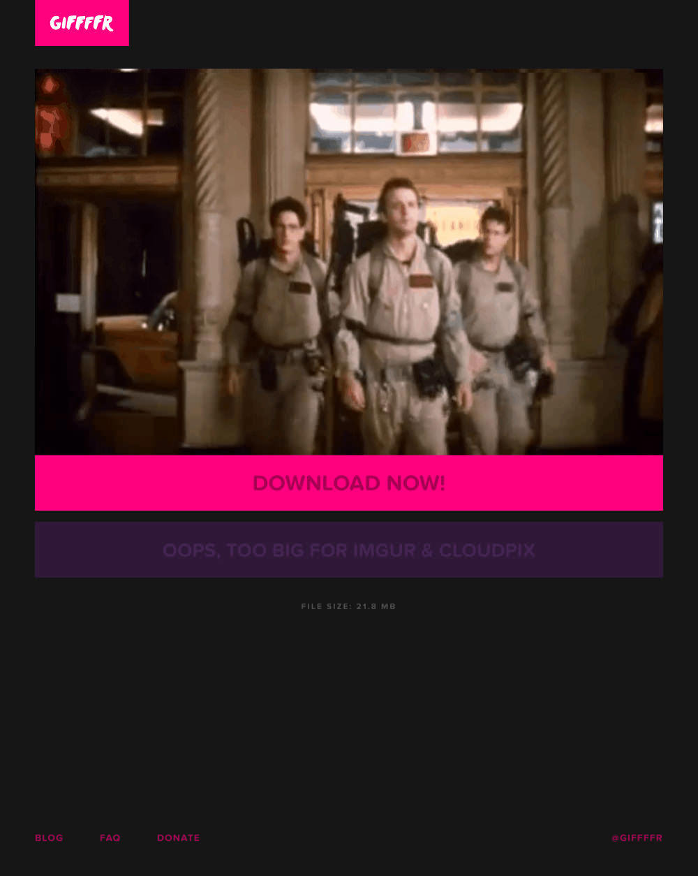 A screen showing a completed GIF made using GIFFFFR