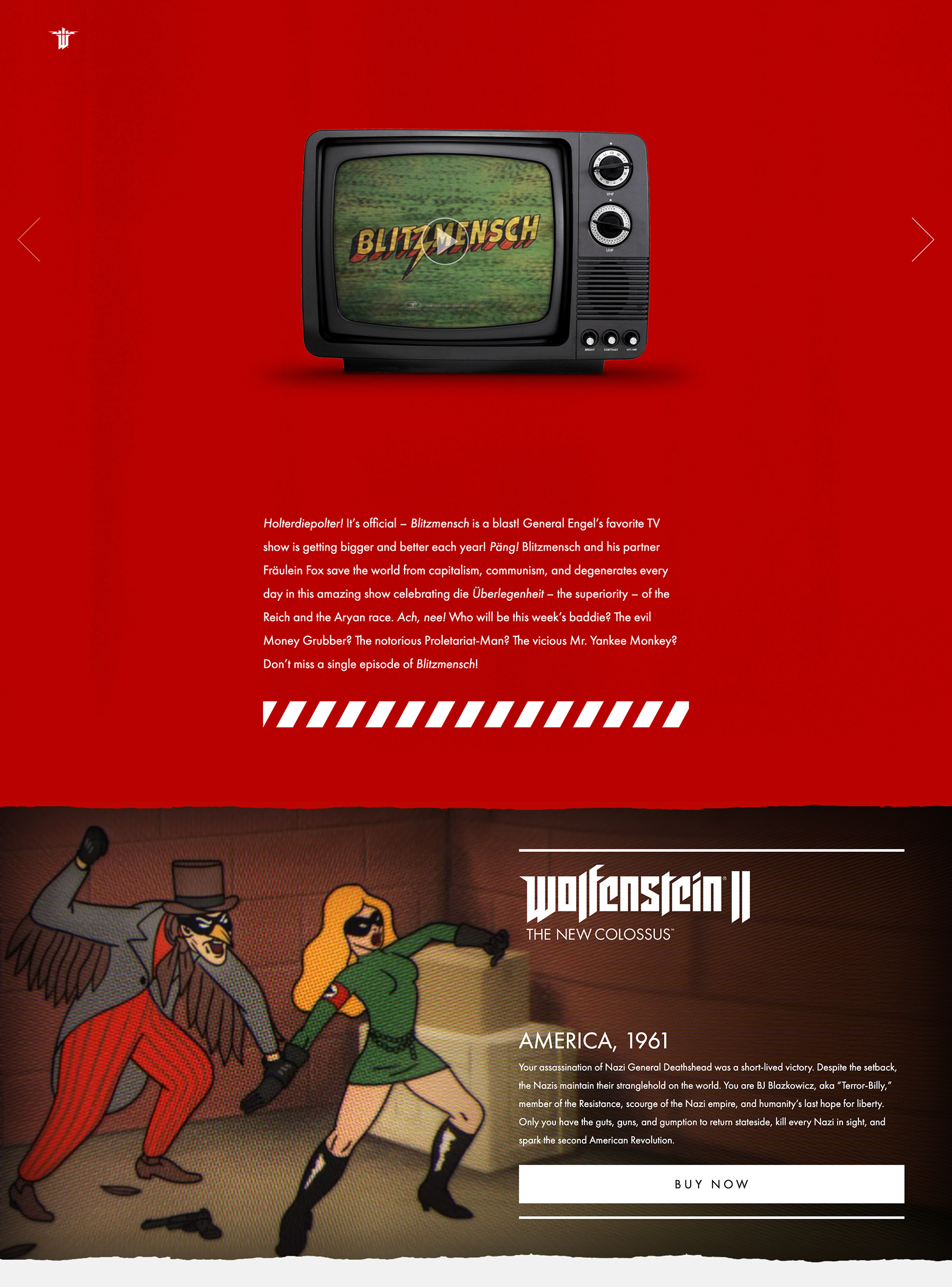 Video landing page for the Wolfenstein II site