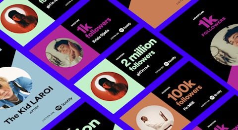 You can choose select the color and aspect ratio for your follower milestone Promo Card. The site will provide a custom URL that links to your artist profile.