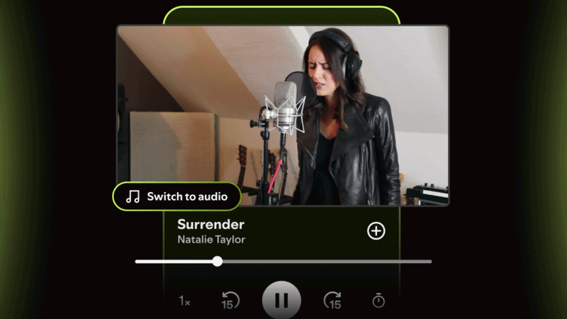 Share live performances, studio sessions, covers, and official music videos directly to Spotify.