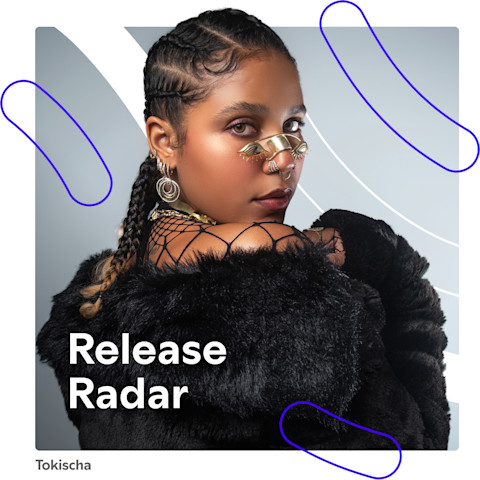 Graphic of the artist Tokischa portrayed on a Release Radar frame