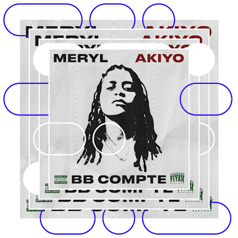 Album art for the single BB Compte, by the artist Meryl Akiyo, contrasted against varying oval shapes