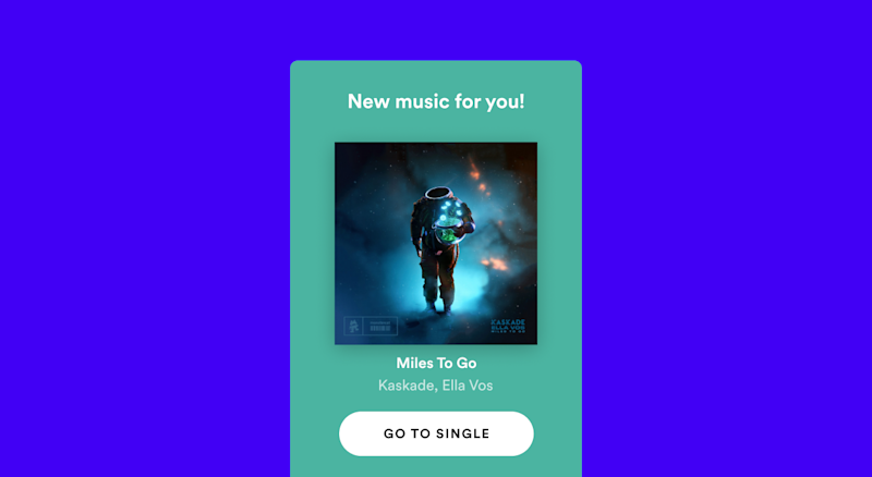 Kaskade's "Miles To Go" Marquee full-screen recommendation
