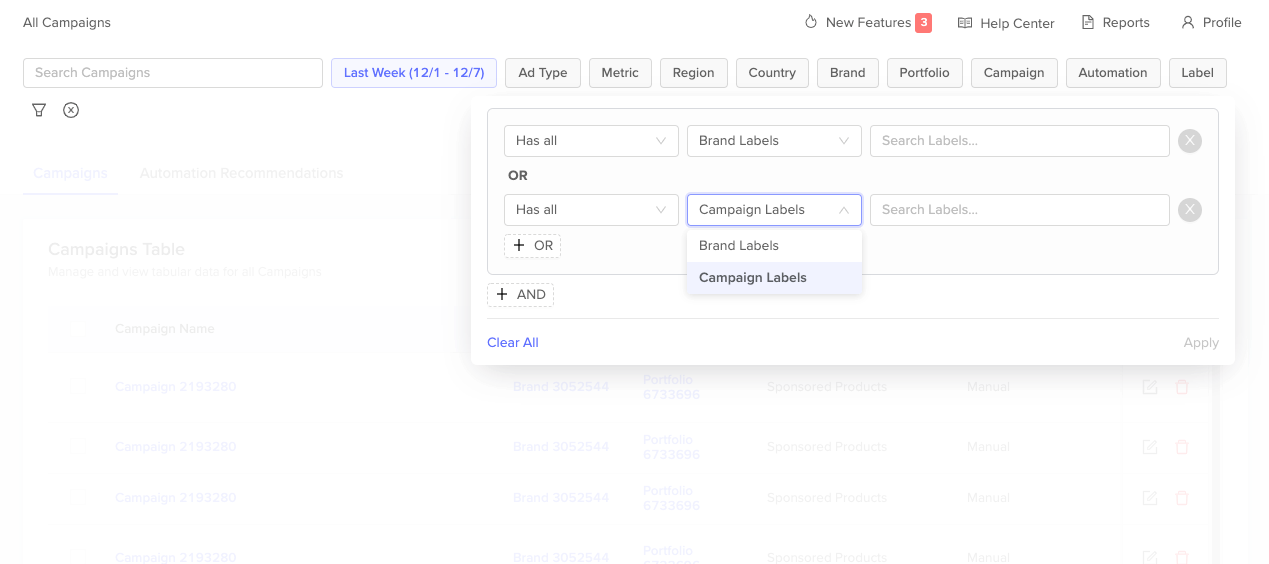 Robust Label Filters Downstream now supports more robust Label filters