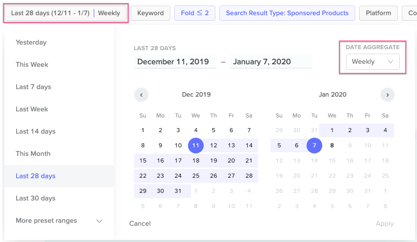 Date range and aggregation now in one filter Date range and aggregation now in one filter
