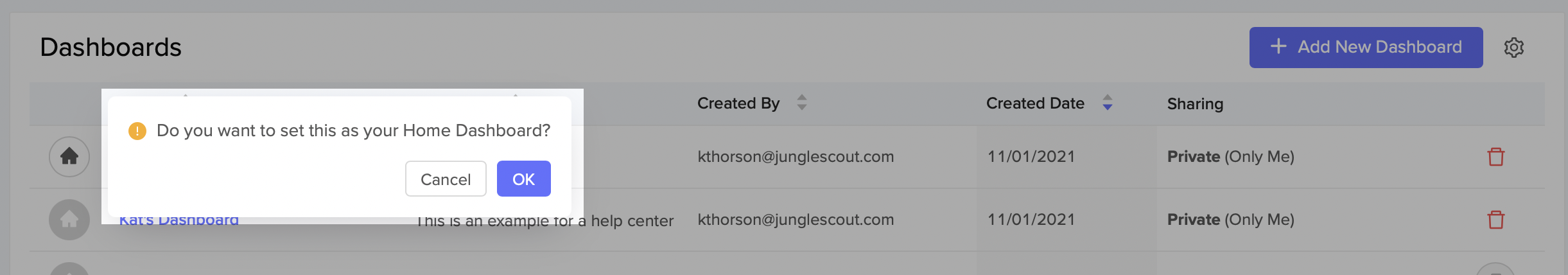 Setting your Home Dashboard