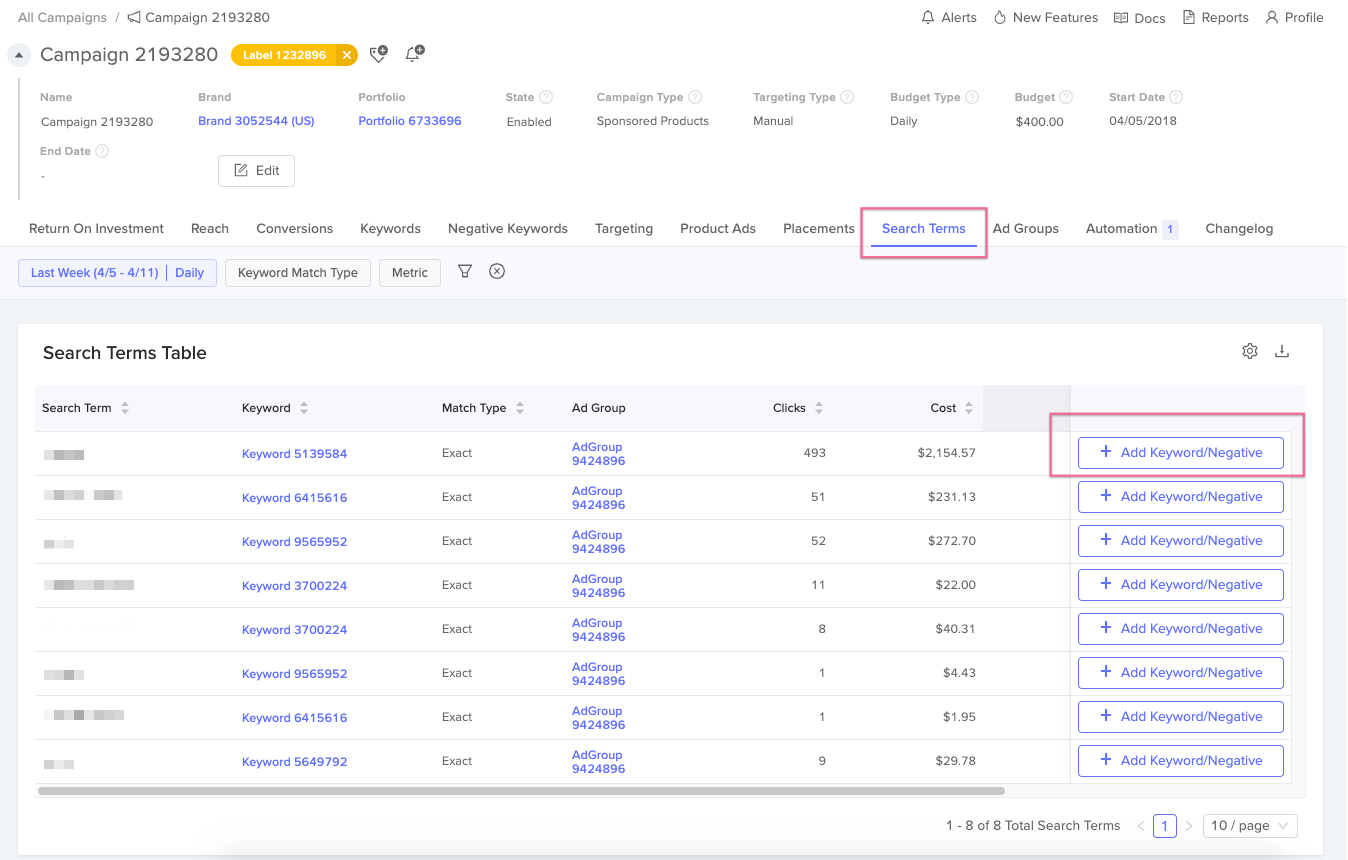 Search terms now available for each campaign Search terms now available for each campaign