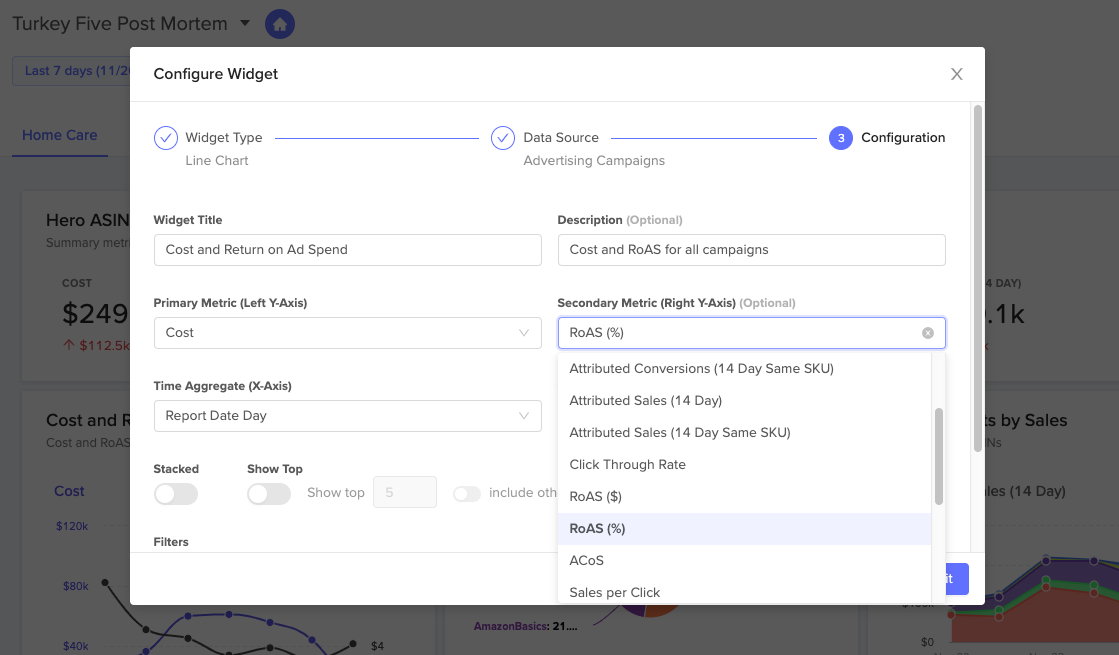 Return on Ad Spend as a Percent RoAS can now be displayed in either dollars or as a percentage.