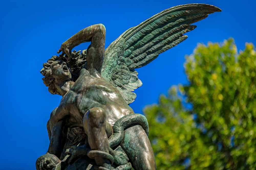 Fallen angel statue