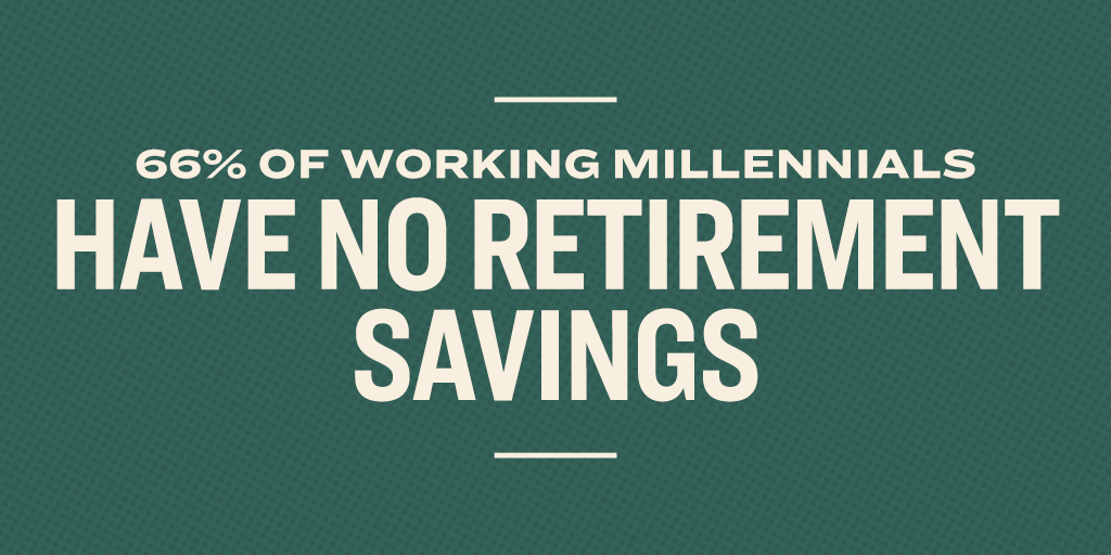 66% of working millennials  have no retirement savings.