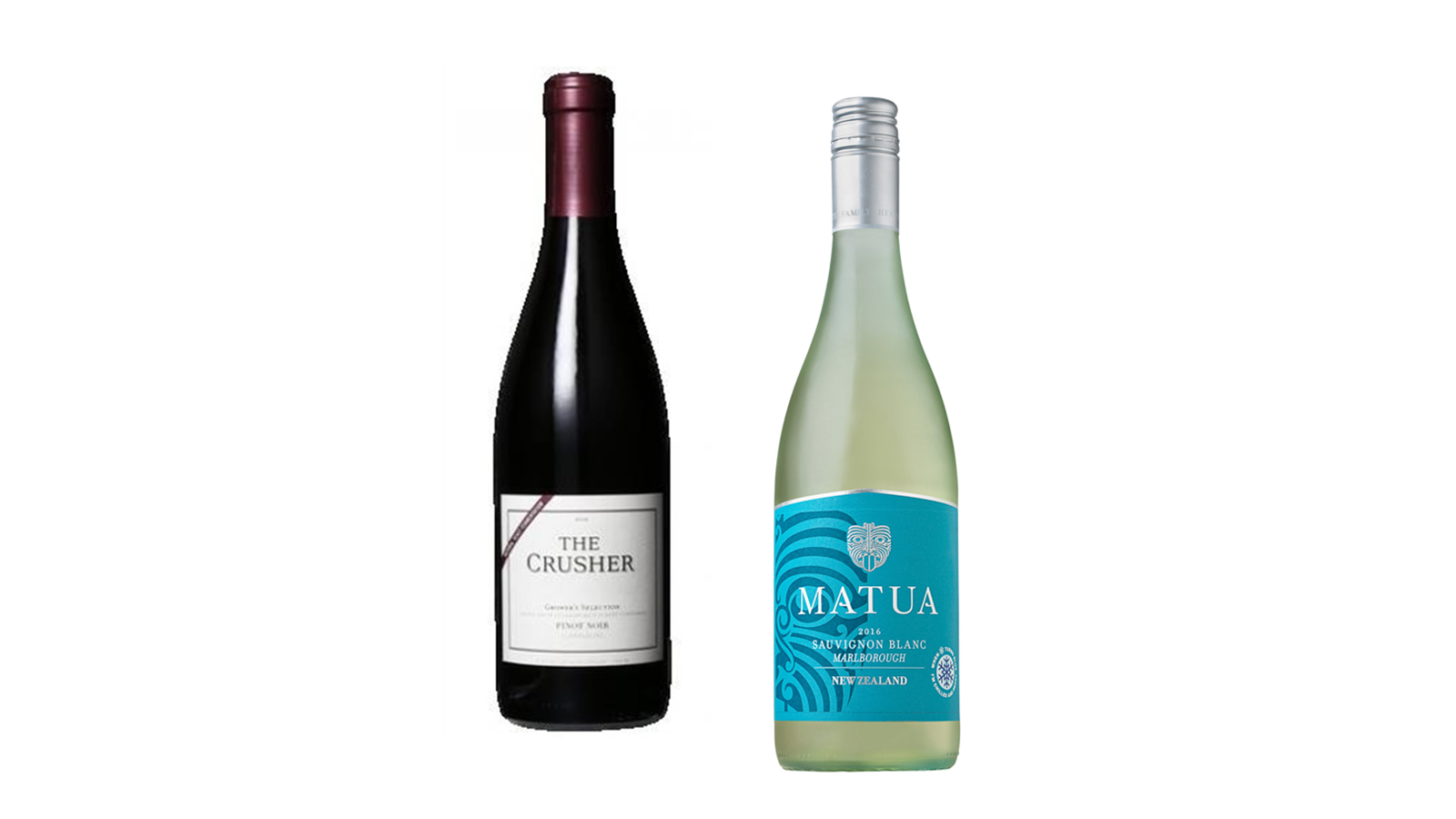 The Crusher Pinot Noir and Matua Sauvignon Blanc