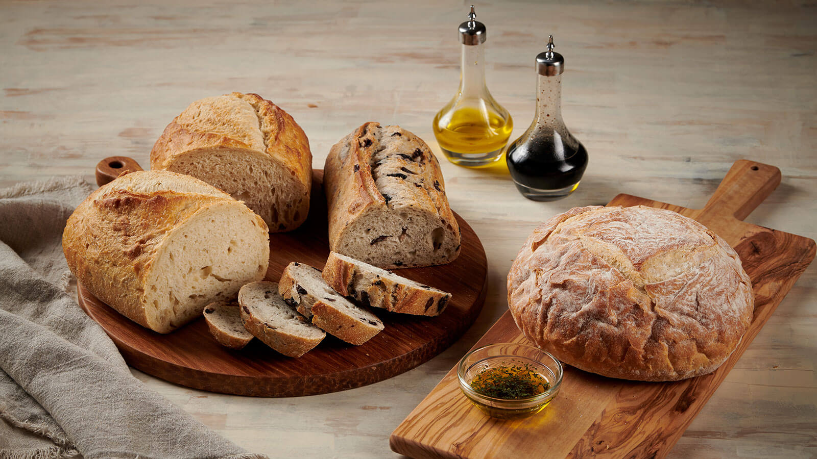 Pane Toscano, Pane Altumura, and Kalamata Olive Bread