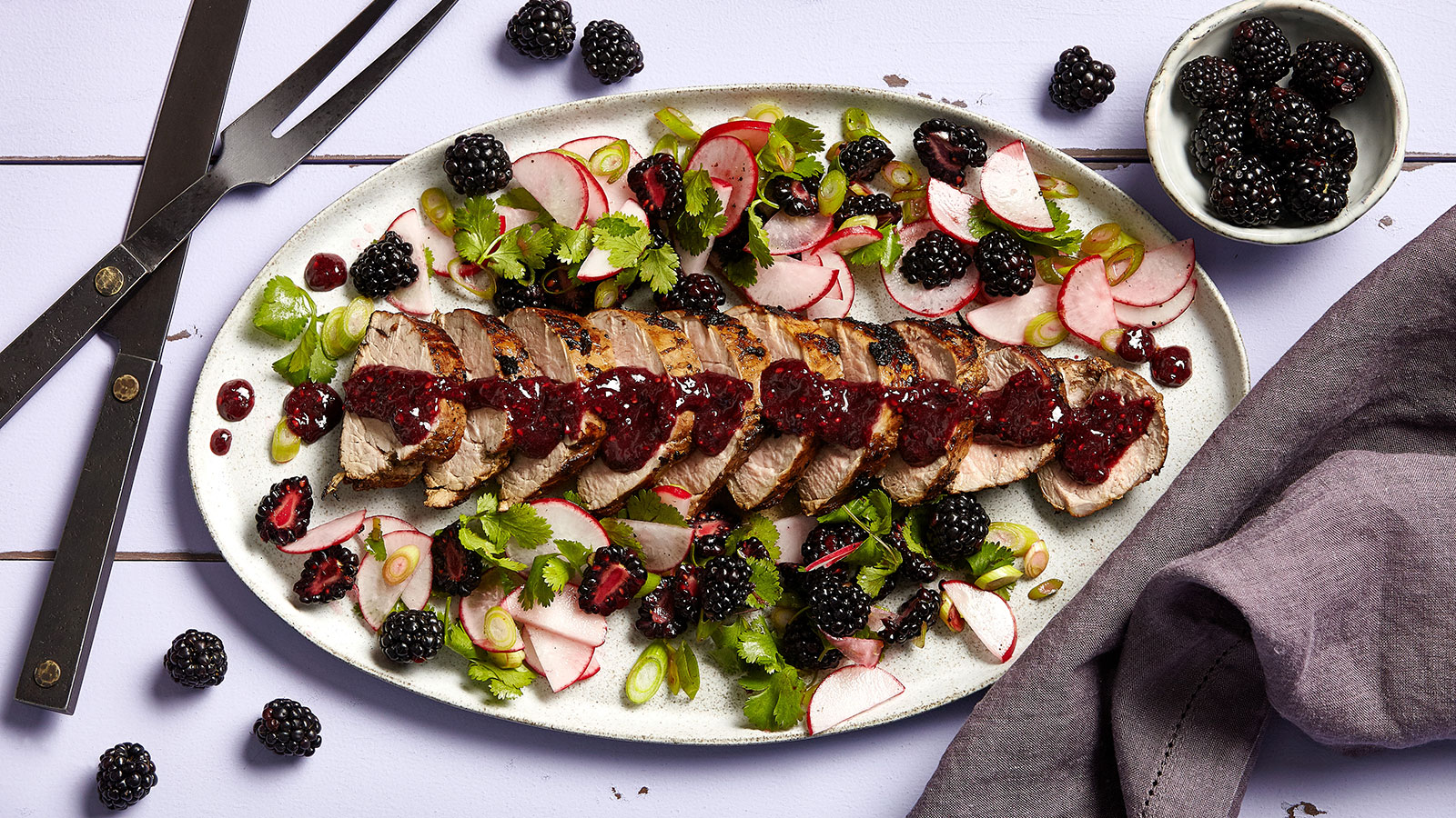 Spicy Blackberry Pork Tenderloin with Blackberry Salsa