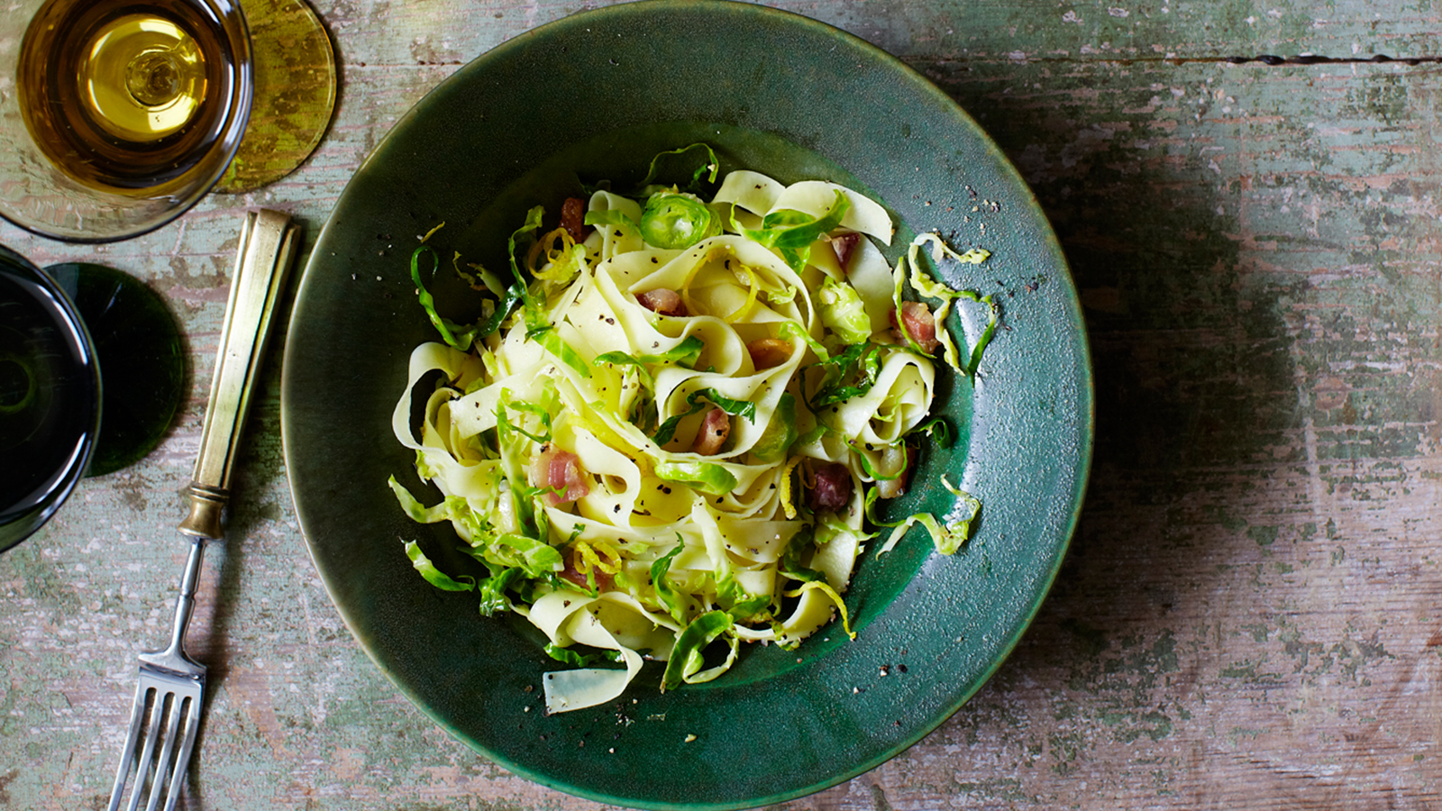Fettuccine with Pancetta and Brussels Sprouts
