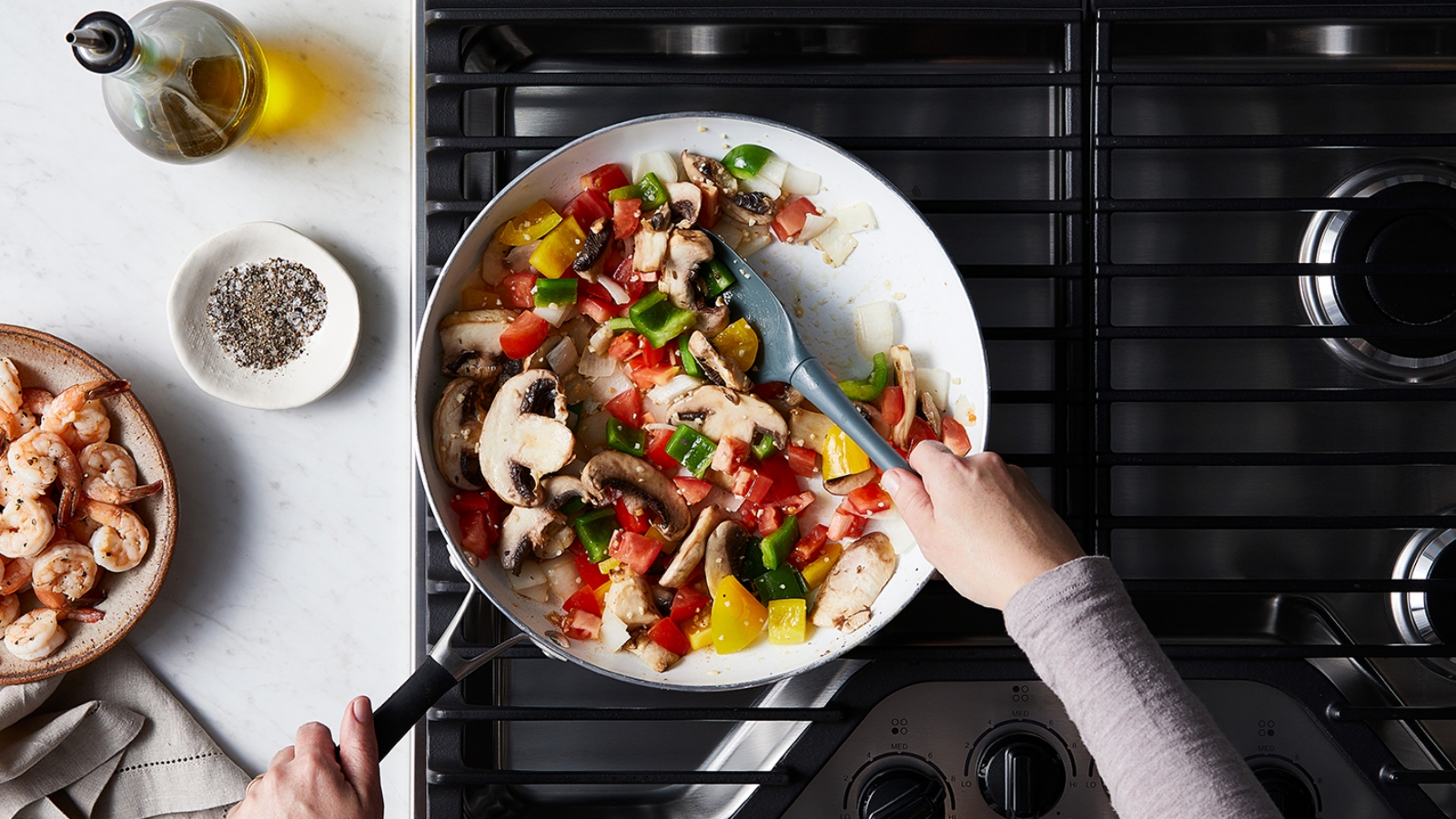 shrimp cook-veggies