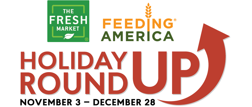 2021 Holiday Round Up Logo - Supporting Feeding America