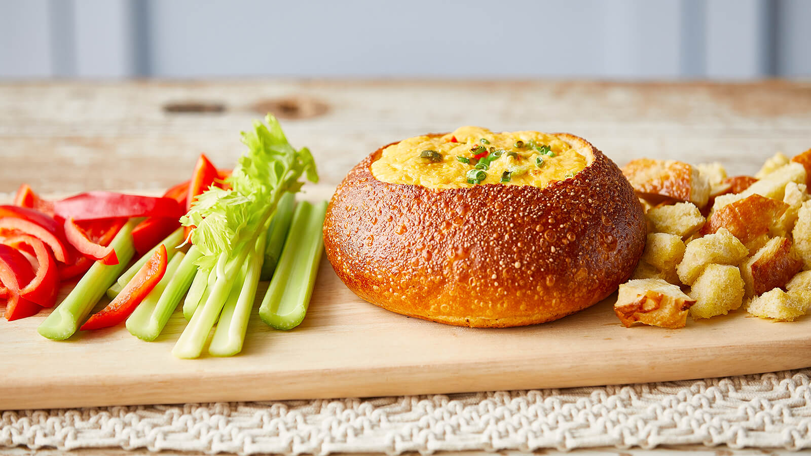 Spicy Southwest Dip in bread boule