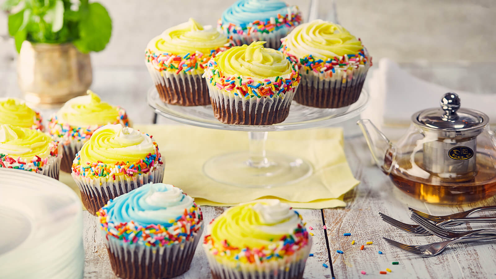 Hand Decorated Cupcakes platter