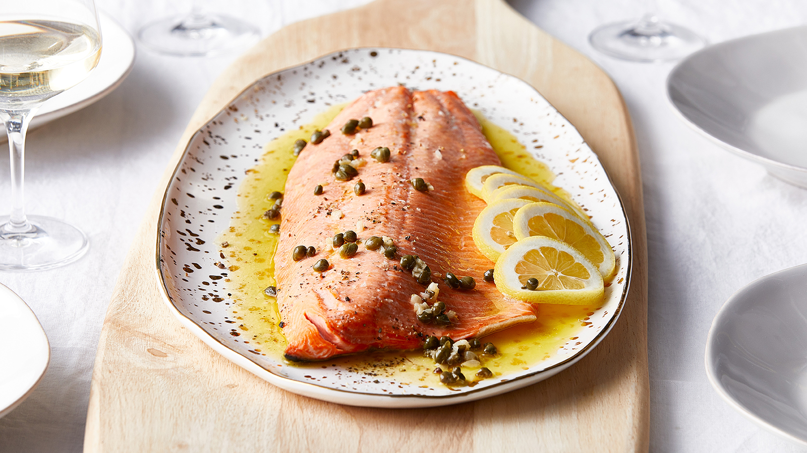 Baked Salmon with Lemon Caper Butter